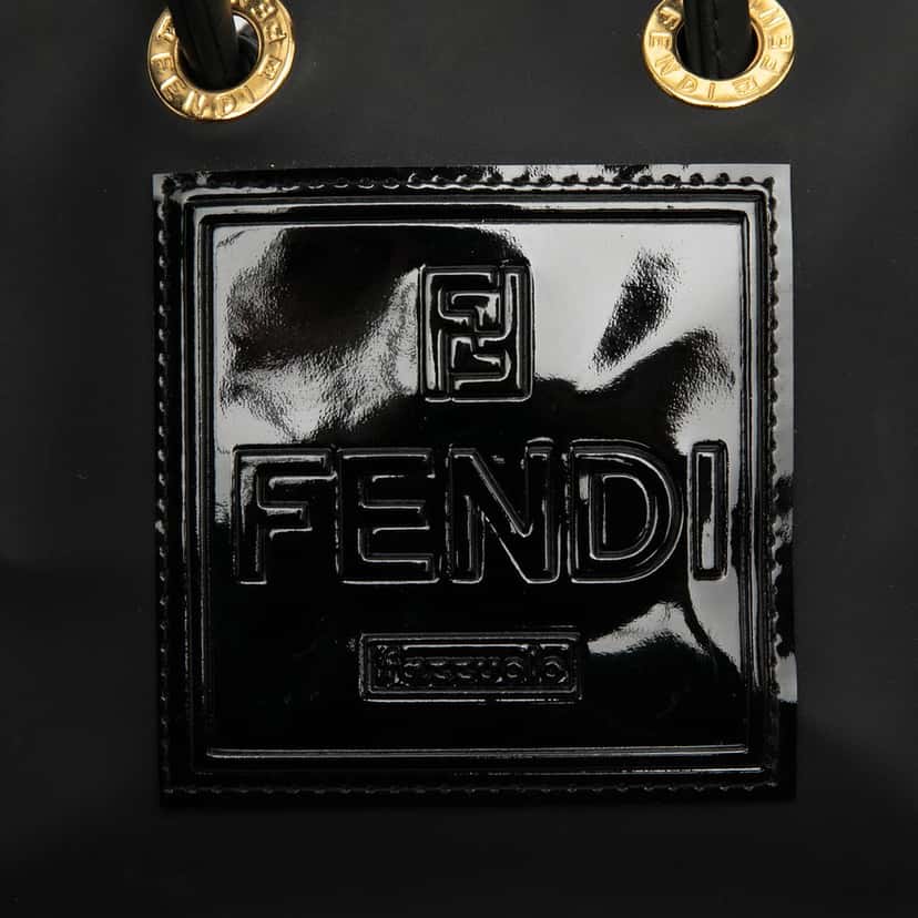 Fendi Mini Rubber FF Logo Shopper Tote Black Very good condition - Box View