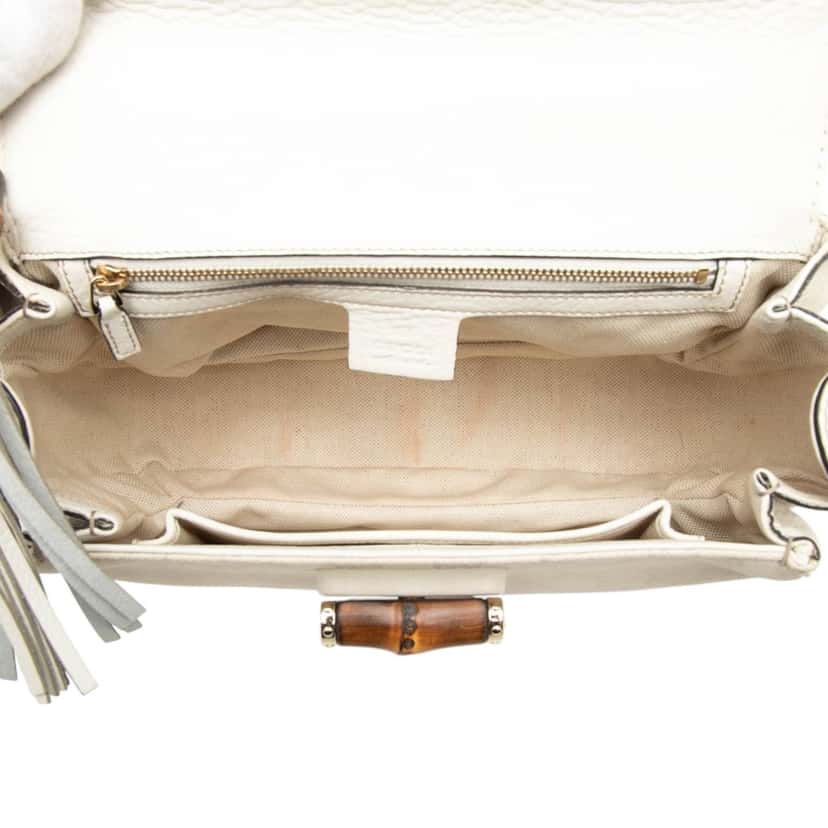 Gucci Medium GG Canvas New Bamboo Satchel White Very good condition - Model View