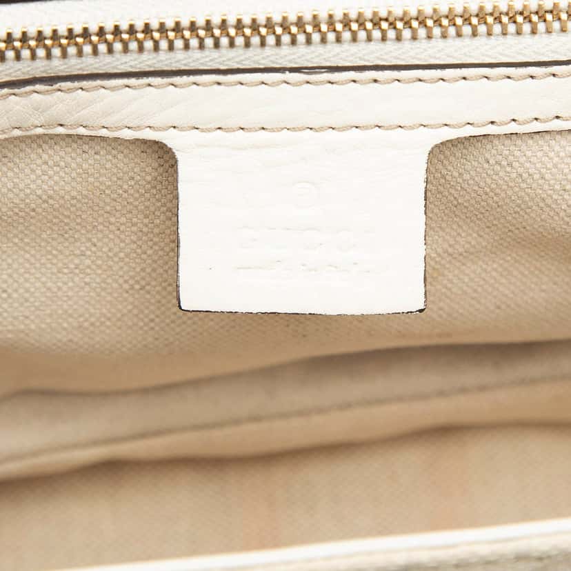 Gucci Medium GG Canvas New Bamboo Satchel White Very good condition - Box View