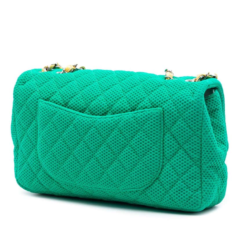 Chanel Medium Classic Mesh Single Flap Green Very good condition - Back View