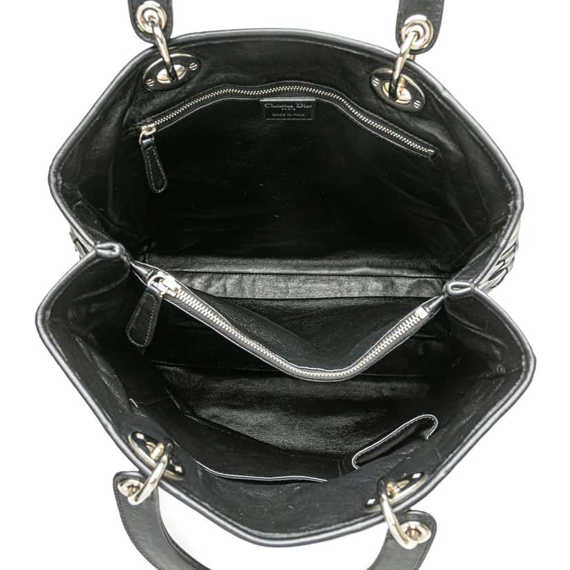 Dior Woven Lambskin Lady Dior Avenue Tote Black Leather Good condition - Model View