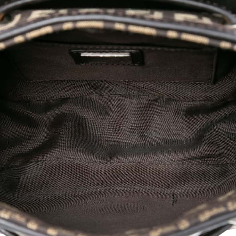Fendi Zucchino Canvas Drawstring Shoulder Bag Brown Very good condition - Model View
