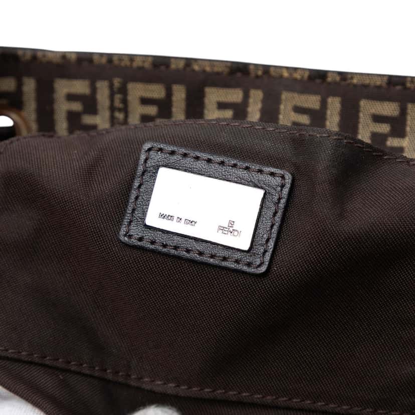 Fendi Zucchino Canvas Drawstring Shoulder Bag Brown Very good condition - Box View