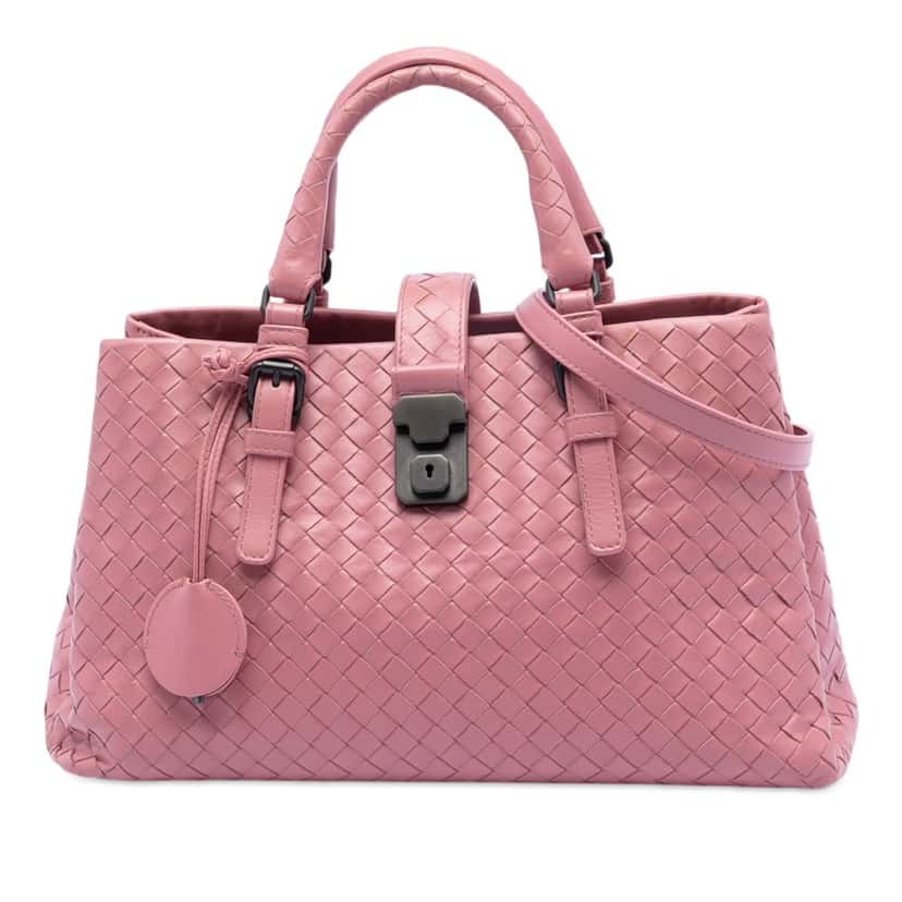 Bottega Veneta Small Nappa Intrecciato Roma Satchel Pink Leather Very good condition - Front View