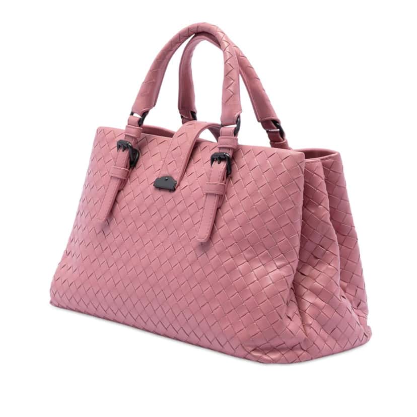Bottega Veneta Small Nappa Intrecciato Roma Satchel Pink Leather Very good condition - Back View