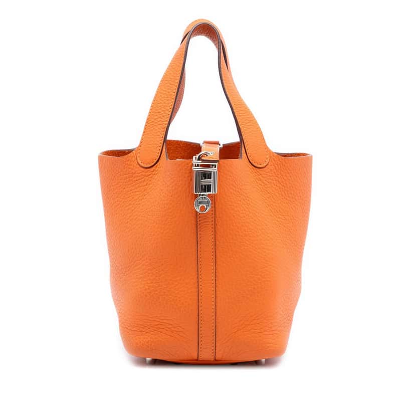 Hermès Clemence Picotin Lock 18 Orange Leather Very good condition - Front View