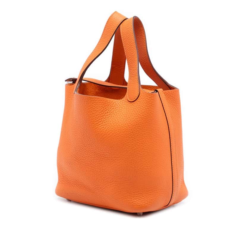Hermès Clemence Picotin Lock 18 Orange Leather Very good condition - Back View