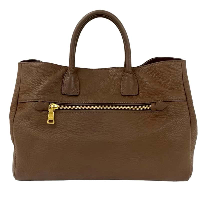 Prada Vitello Daino Open Convertible Tote Brown Leather Very good condition - Back View