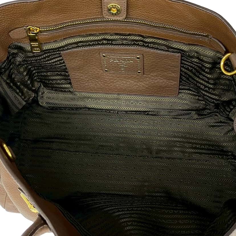 Prada Vitello Daino Open Convertible Tote Brown Leather Very good condition - Box View