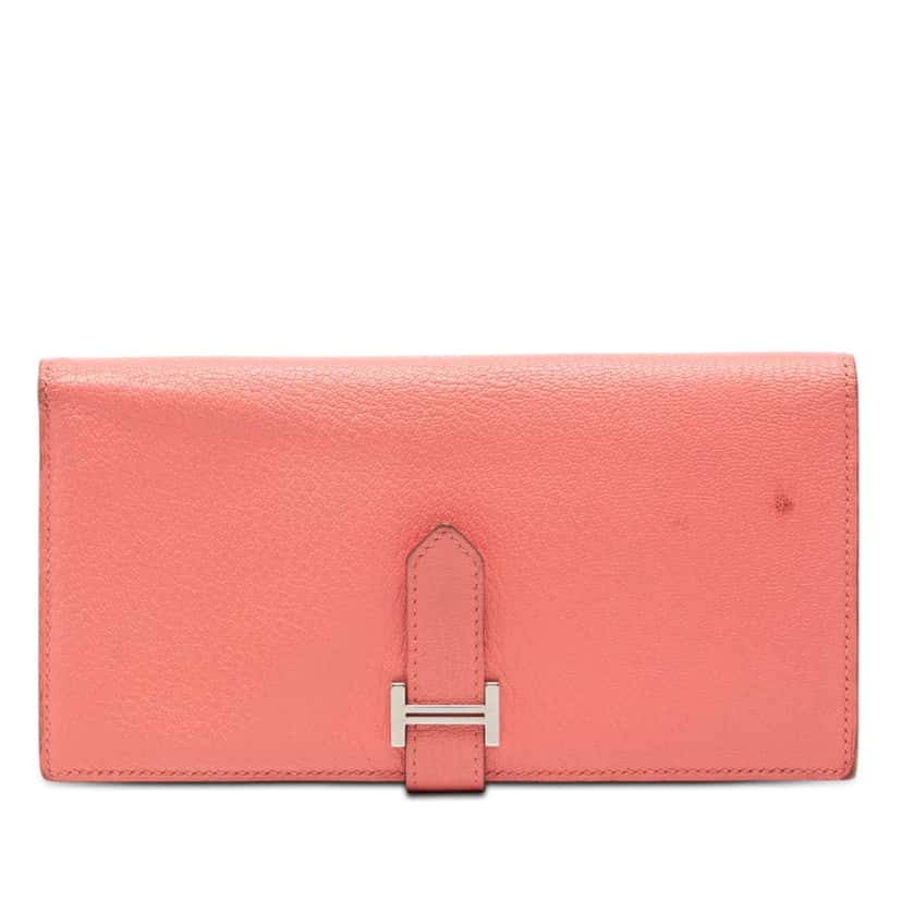 Hermès Chevre Mysore Bearn Long Wallet Pink Leather Very good condition - Front View