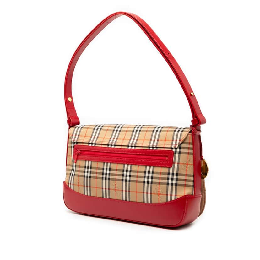 Burberry Haymarket Check Canvas Shoulder Bag Beige Very good condition - Back View