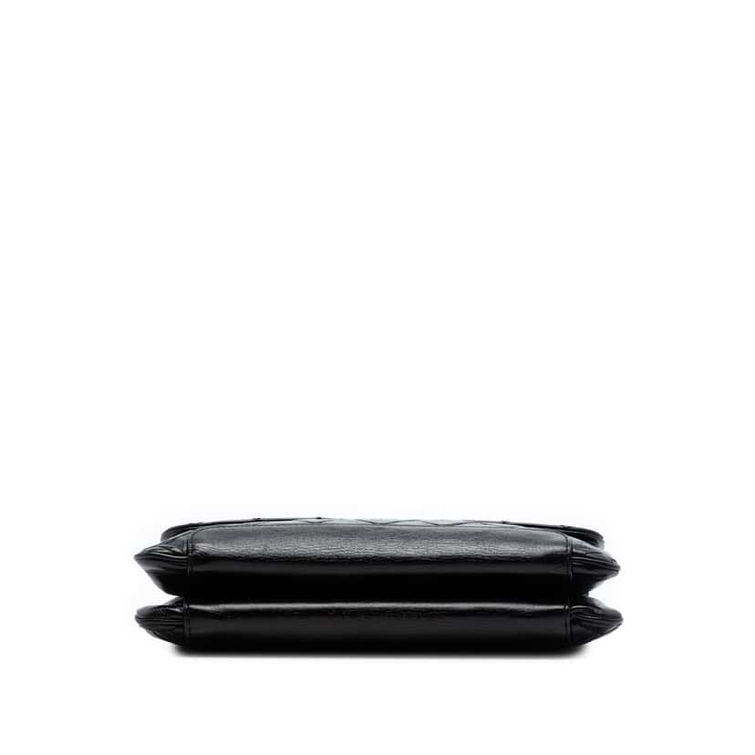 Chanel CC Quilted Glazed Calfskin Flap Black Leather Very good condition - Inside View