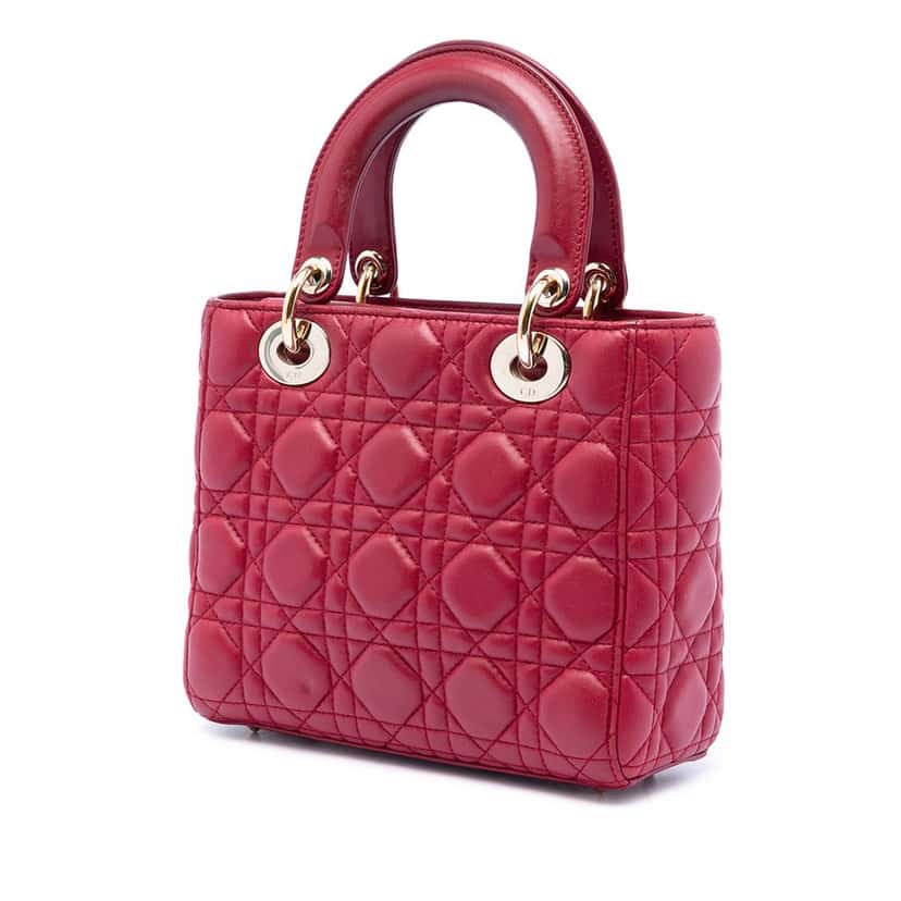 Dior Small Lambskin Cannage My ABCDior Lady Dior Red Leather Very good condition - Back View