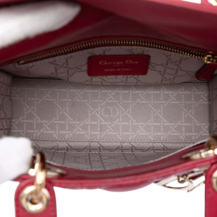 Dior Small Lambskin Cannage My ABCDior Lady Dior Red Leather Very good condition - Model View