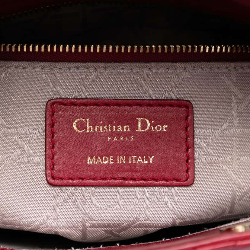 Dior Small Lambskin Cannage My ABCDior Lady Dior Red Leather Very good condition - Box View