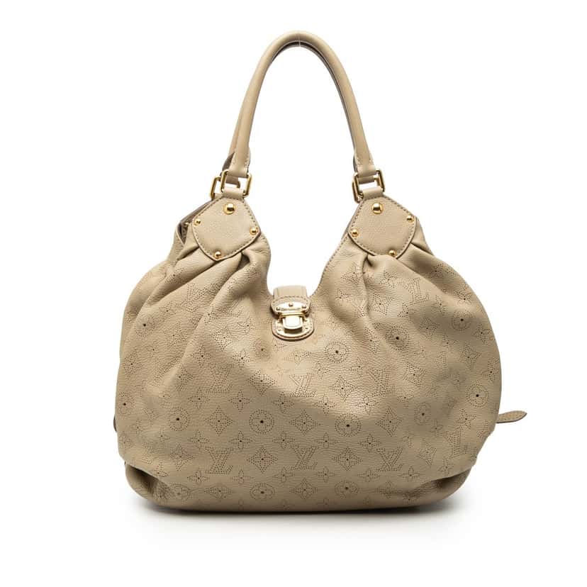 Louis Vuitton Monogram Mahina L Hobo Beige Leather Very good condition - Front View