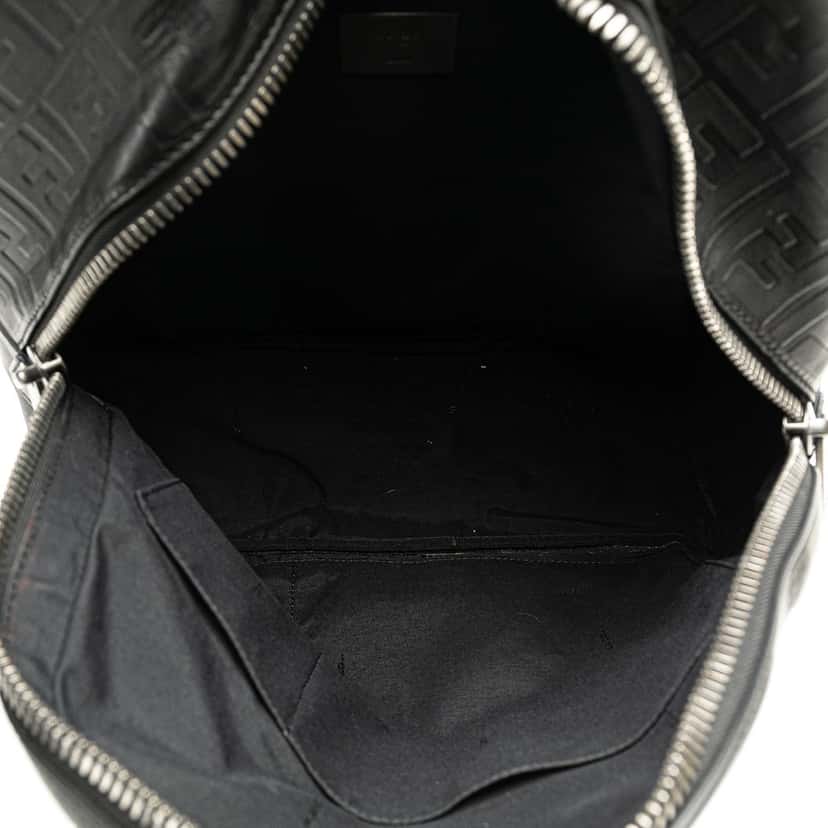 Fendi Vitello Grace Zucca Embossed Leather Backpack Black Leather Very good condition - Model View