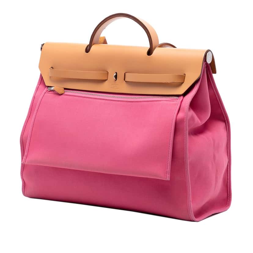 Hermès Toile Herbag Zip 39 Pink Very good condition - Back View