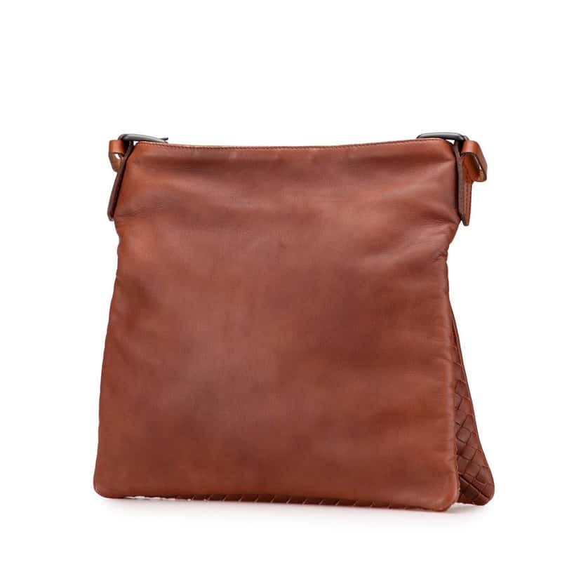 Bottega Veneta Intrecciato Trimmed Nappa Crossbody Brown Leather Very good condition - Back View