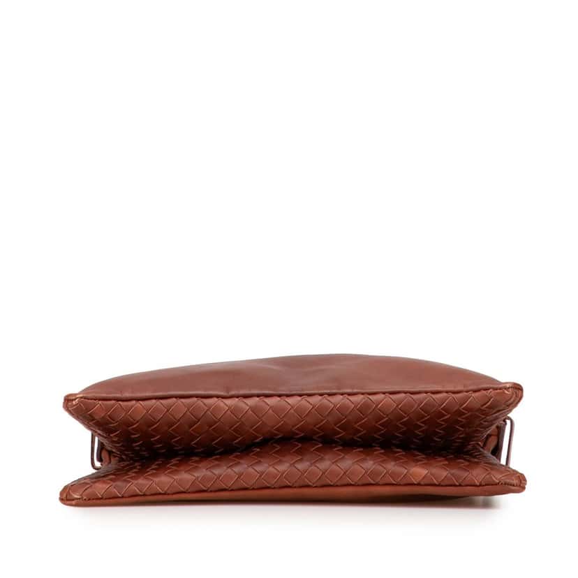 Bottega Veneta Intrecciato Trimmed Nappa Crossbody Brown Leather Very good condition - Inside View