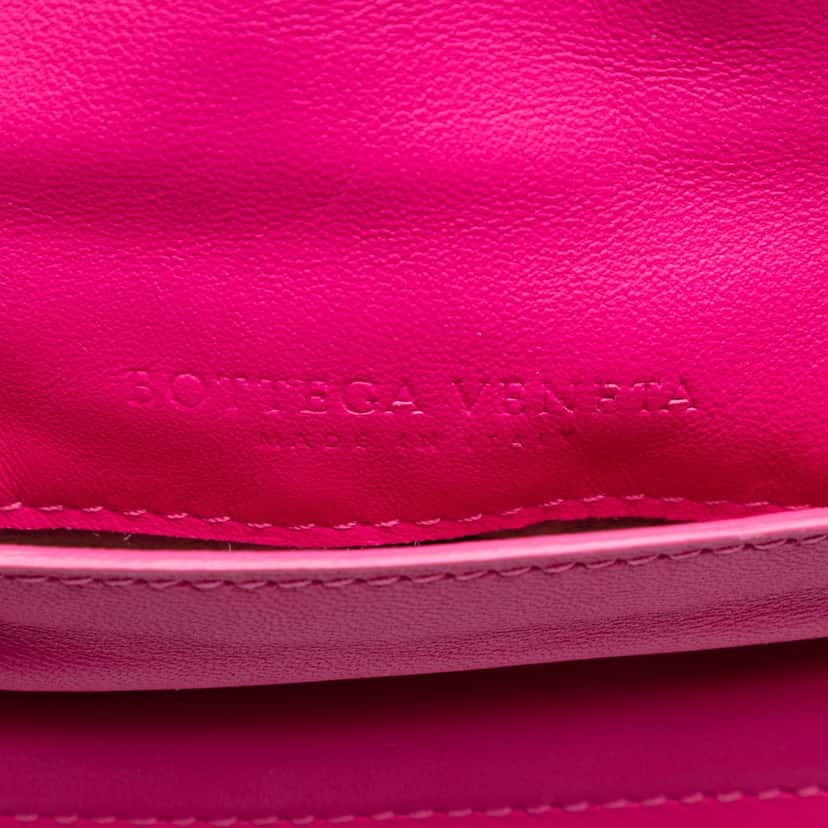 Bottega Veneta Mini Nappa Intrecciato Expandable Chain Flap Crossbody Pink Leather Very good condition - Box View