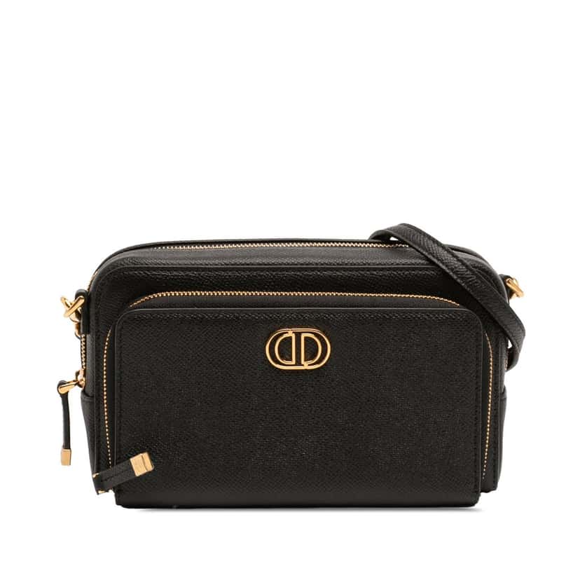 Dior Grained Calfskin Caro Double Pouch Black Leather Very good condition - Front View