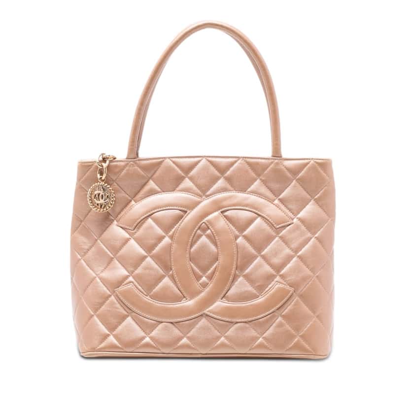 Chanel Lambskin Medallion Tote Beige Leather Very good condition - Front View