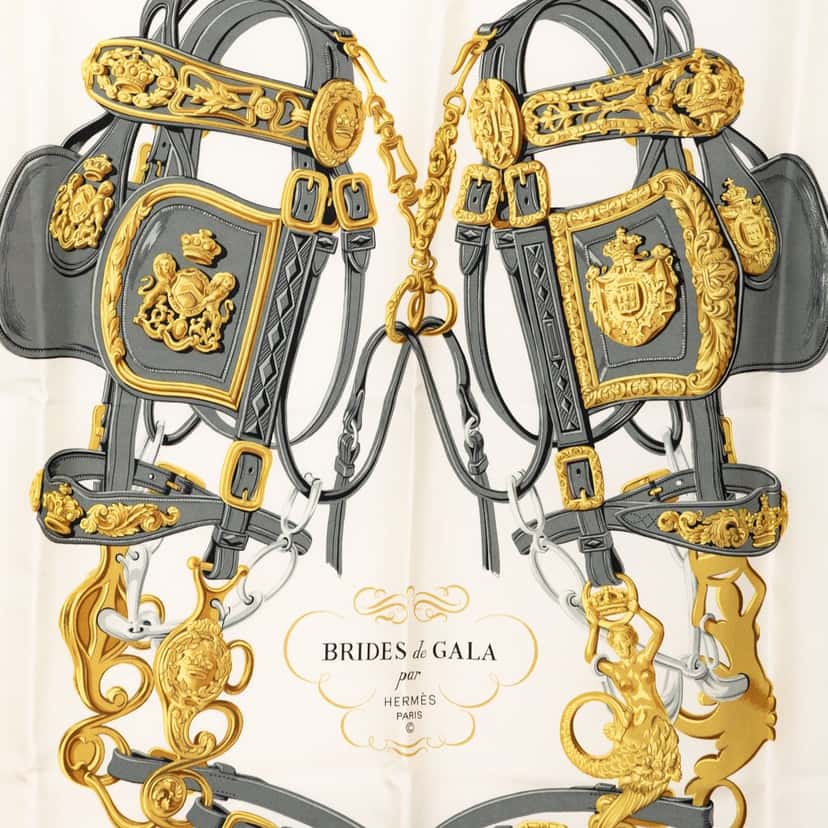 Hermès Brides de Gala Silk Scarf White Very good condition - Back View