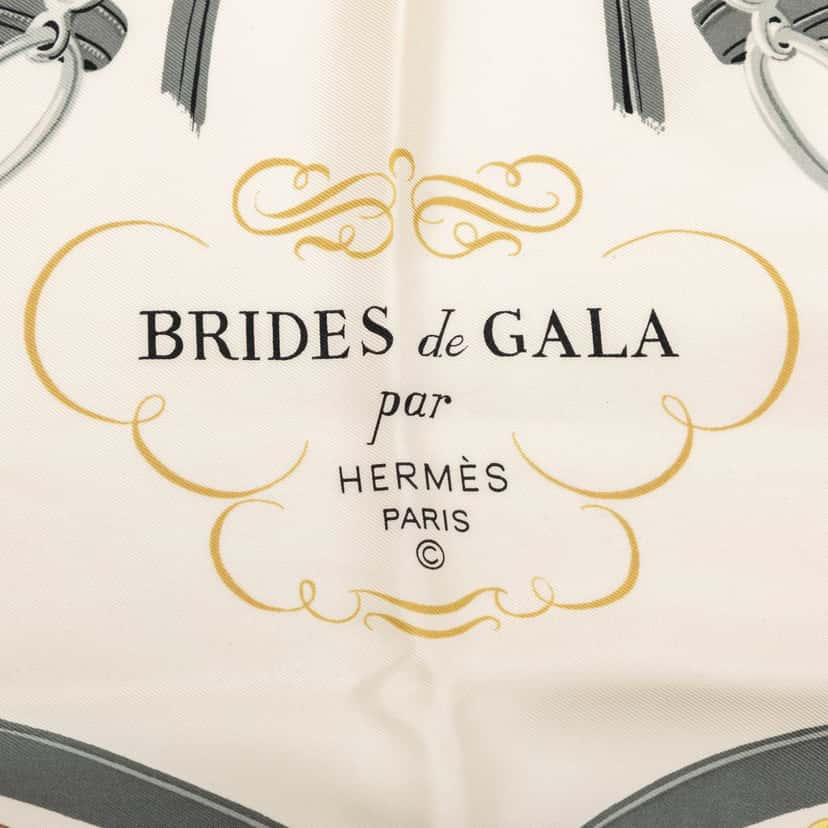 Hermès Brides de Gala Silk Scarf White Very good condition - Inside View