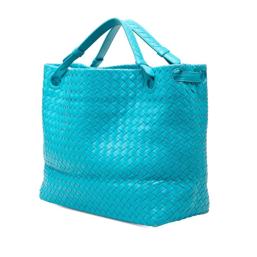 Bottega Veneta Medium Nappa Intrecciato Garda Tote Blue Leather Very good condition - Back View