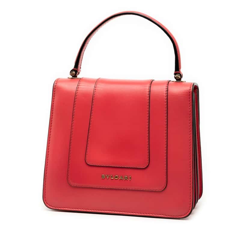 Bvlgari Small Calfskin Serpenti Forever Top Handle Bag Red Leather Very good condition - Back View