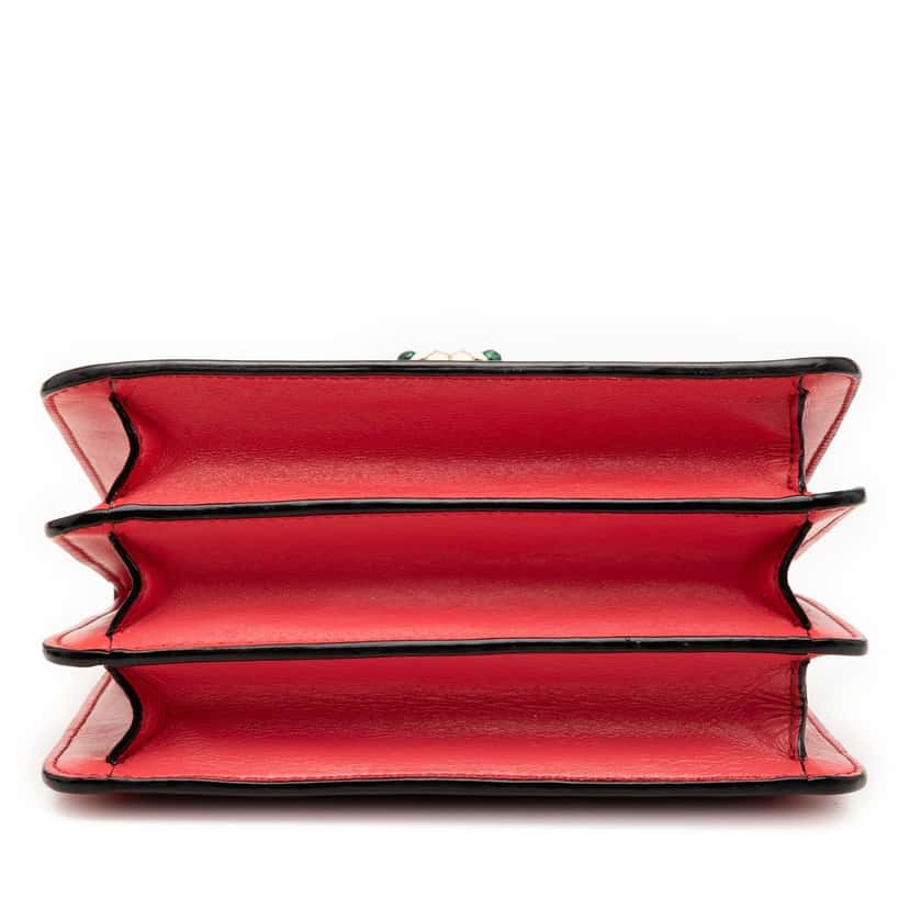 Bvlgari Small Calfskin Serpenti Forever Top Handle Bag Red Leather Very good condition - Inside View