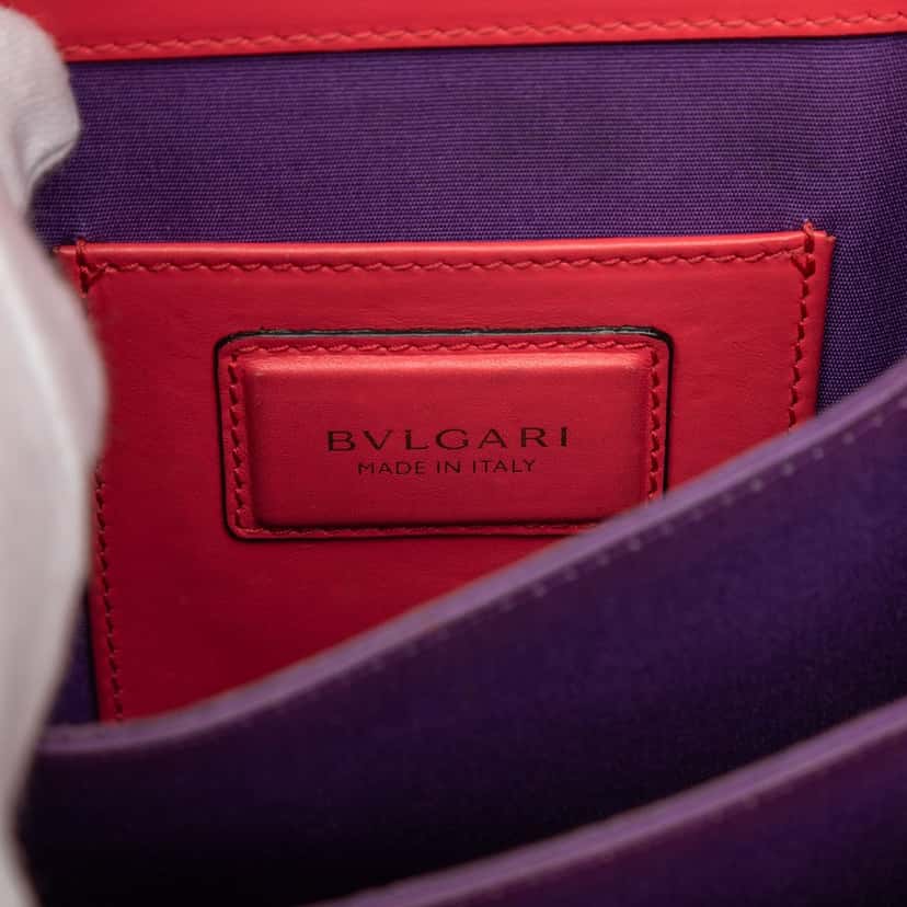 Bvlgari Small Calfskin Serpenti Forever Top Handle Bag Red Leather Very good condition - Box View