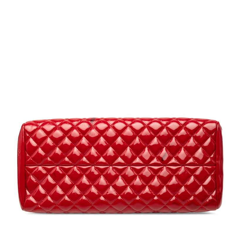Chanel Medium Quilted Patent Just Mademoiselle Bowling Bag Red Leather Very good condition - Inside View