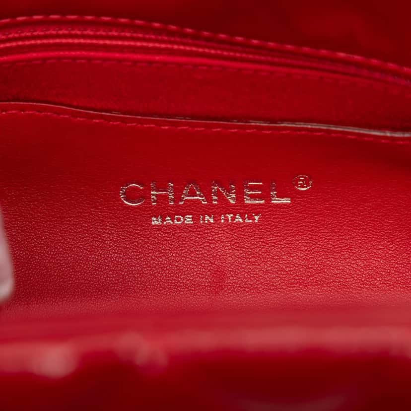 Chanel Medium Quilted Patent Just Mademoiselle Bowling Bag Red Leather Very good condition - Box View