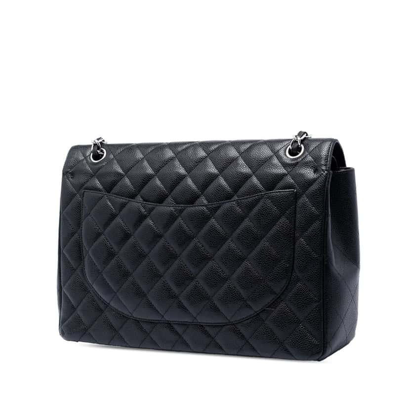 Chanel Maxi Classic Caviar Double Flap Black Leather Very good condition - Back View