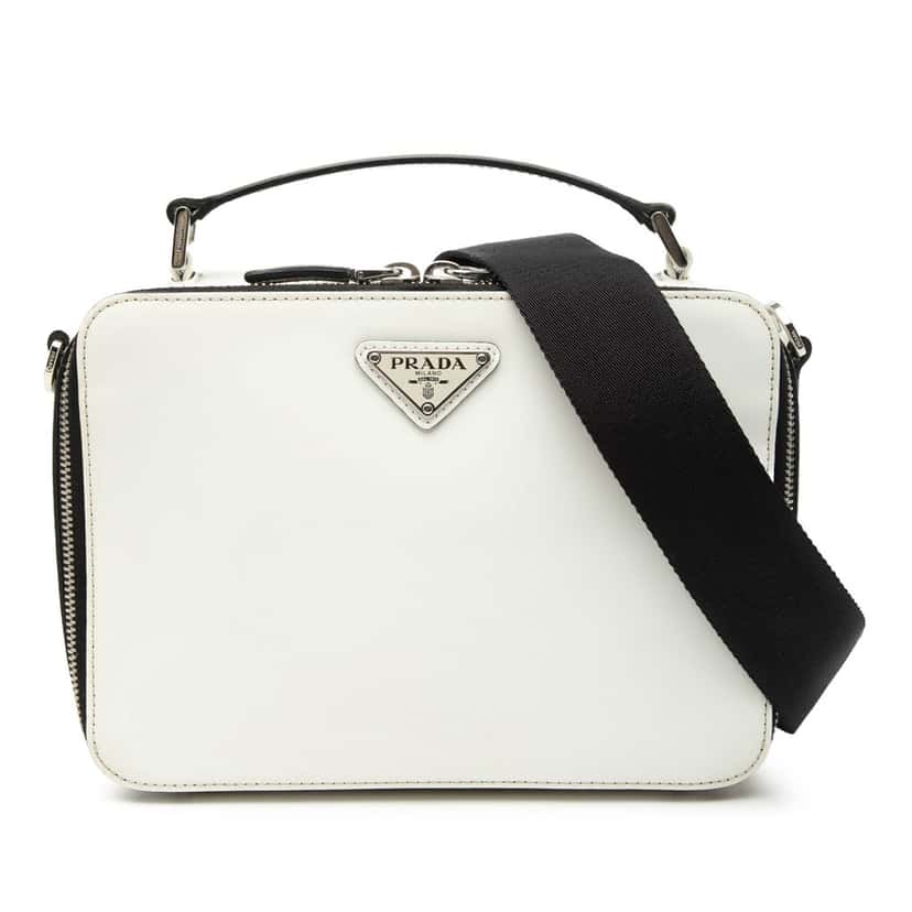Prada Medium Saffiano Brique Satchel White Leather Very good condition - Front View