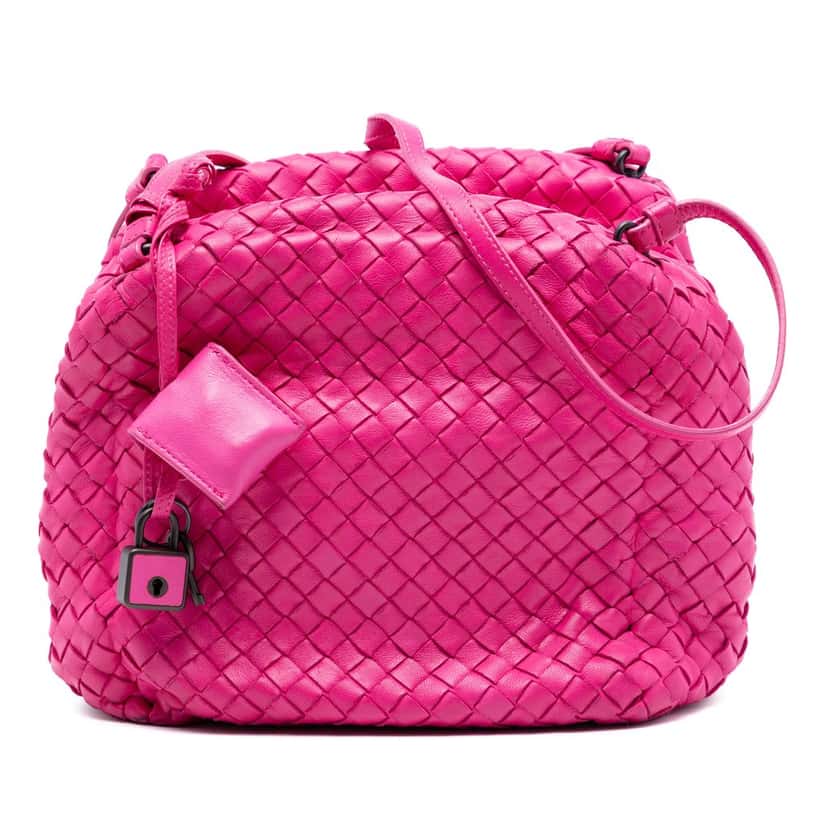 Bottega Veneta Nappa Intrecciato Cube Crossbody Pink Leather Very good condition - Front View