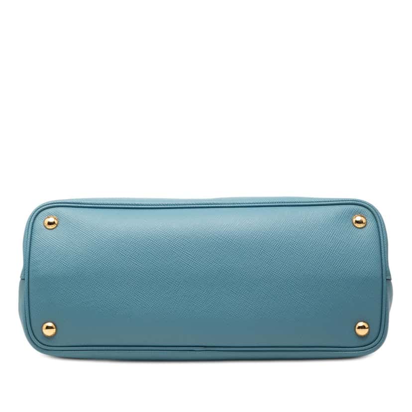 Prada Medium Saffiano Cuir Double Satchel Blue Leather Very good condition - Inside View