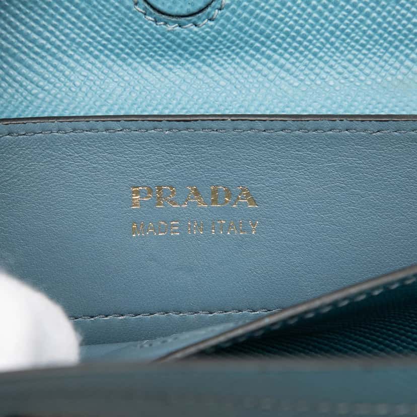 Prada Medium Saffiano Cuir Double Satchel Blue Leather Very good condition - Box View