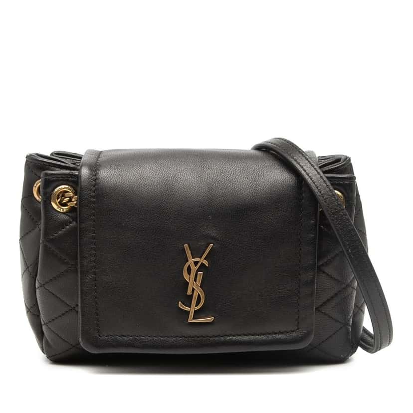 Saint Laurent Mini Quilted Lambskin Monogram Nolita Bag Black Leather Very good condition - Front View