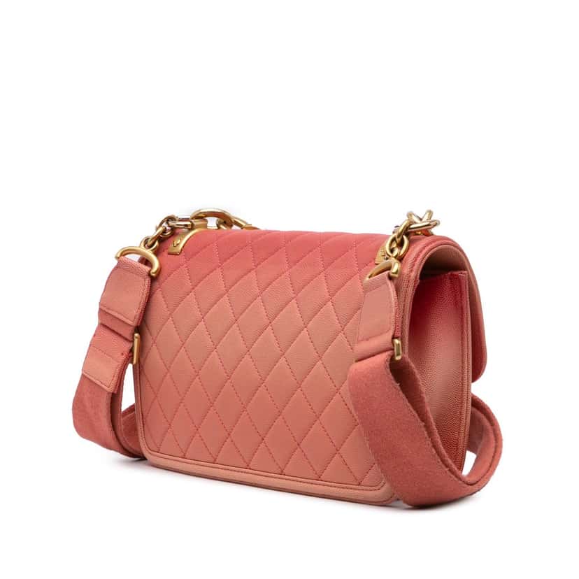 Chanel Medium Quilted Caviar Sunset On The Sea Flap Pink Leather Very good condition - Back View