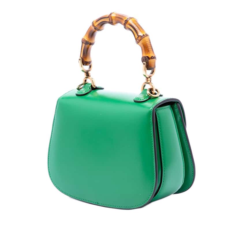 Gucci Mini Calfskin 1947 Bamboo Top Handle Bag Green Leather Very good condition - Inside View