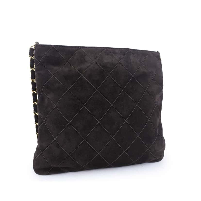 Chanel Quilted Suede Tassel Crossbody Brown Leather Very good condition - Inside View