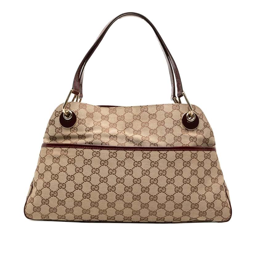 Gucci GG Canvas Eclipse Shoulder Bag Beige Good condition - Front View
