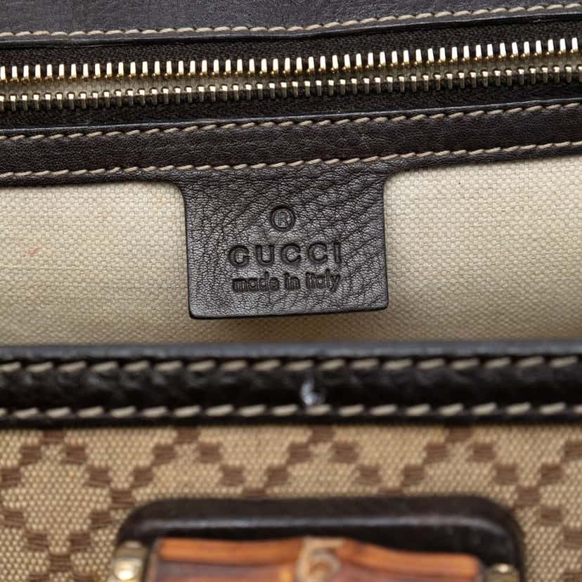 Gucci Medium Diamante Canvas New Bamboo Satchel Beige Very good condition - Box View