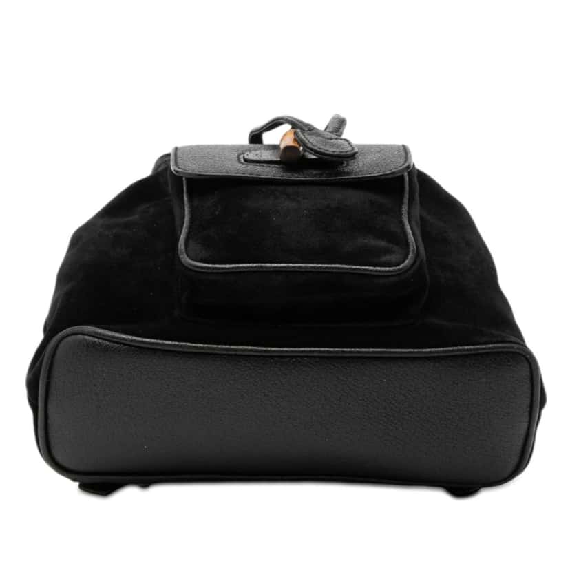 Gucci Suede Bamboo Backpack Black Leather Very good condition - Inside View