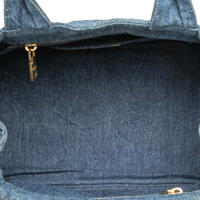 Prada Denim Canapa Logo Satchel Blue Very good condition - Model View