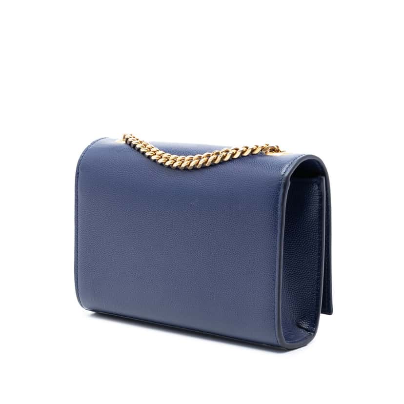 Saint Laurent Small Grain de Poudre Monogram Kate Crossbody Blue Leather Very good condition - Back View