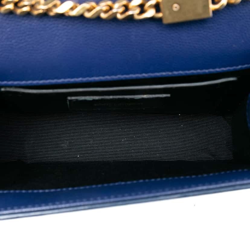 Saint Laurent Small Grain de Poudre Monogram Kate Crossbody Blue Leather Very good condition - Model View